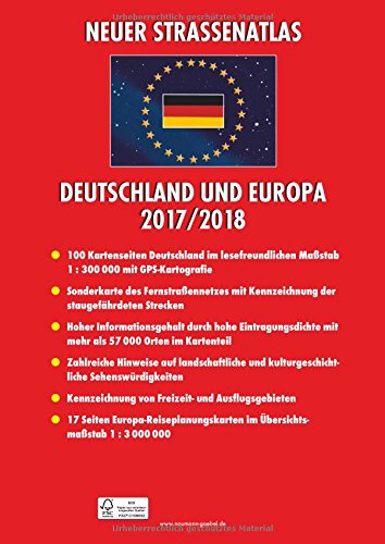 Neuer Straßenatlas Deutschland/Europa 2017/2018: Deutschland 1 : 300 000 / Europa 1 : 3 000 000 - 2