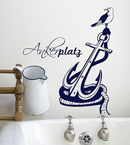 Wandtattoo Ankerplatz Anker maritim zuhause M1472 – ausgewählte Farbe: *Schwarz* ausgewählte Größe: *S 60cm breit x 74cm hoch - 2
